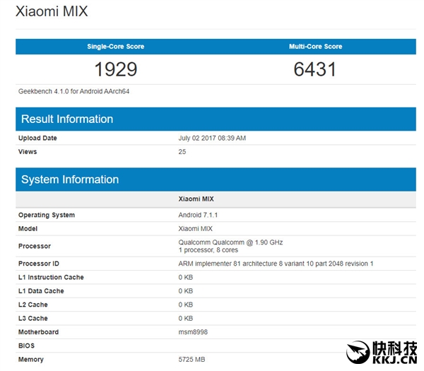 小米MIX 2配置大曝光：驍龍835+6GB