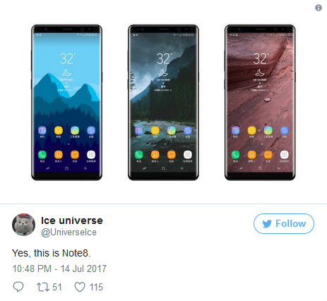 Galaxy Note 8最新諜照曝光：屏幕采用無邊框設計