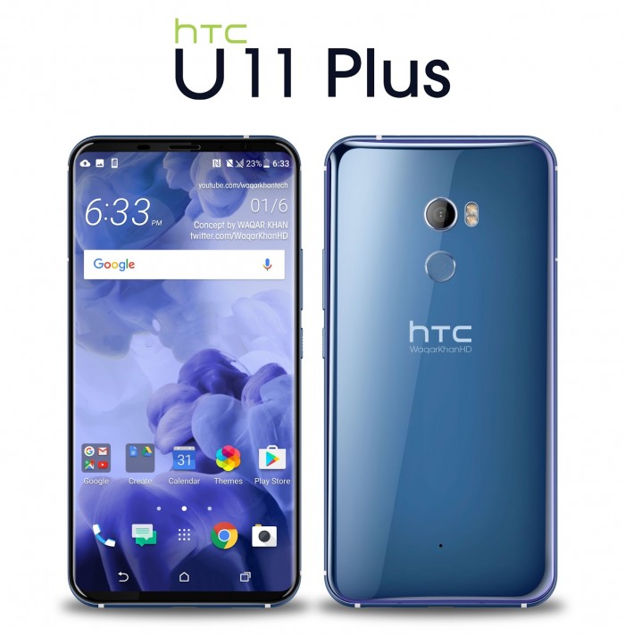 HTC全面屏手機U11 Plus渲染圖曝光