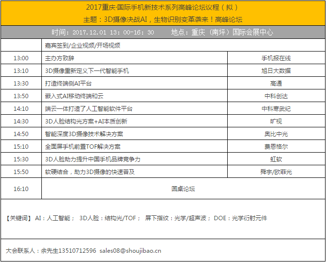 3D人臉/攝像手機(jī)產(chǎn)業(yè)鏈匯總（附企業(yè)名單）