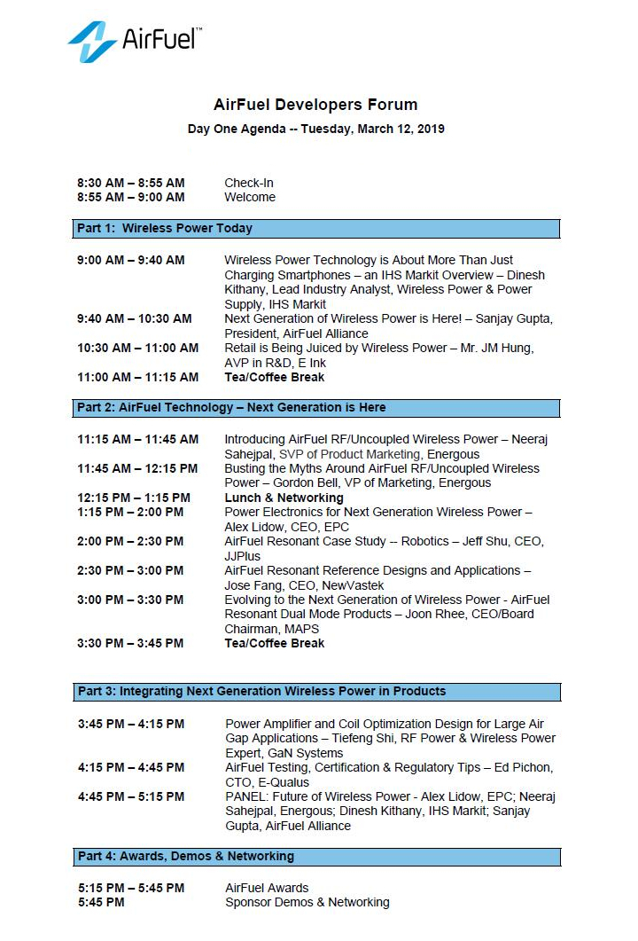 第二屆AirFuel無線充電大會暨開發者論壇日程搶先看