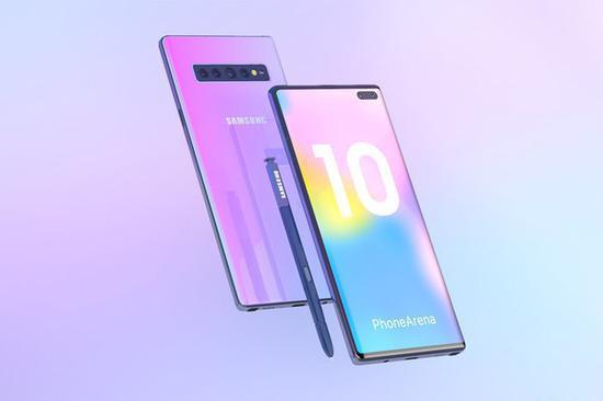 5G版三星Note10渲染圖曝光：打孔屏+屏下指紋