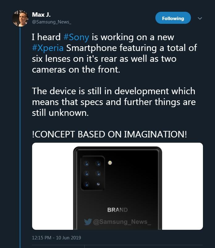 傳索尼要打造后置六攝像頭手機 將在明年第一季度推出